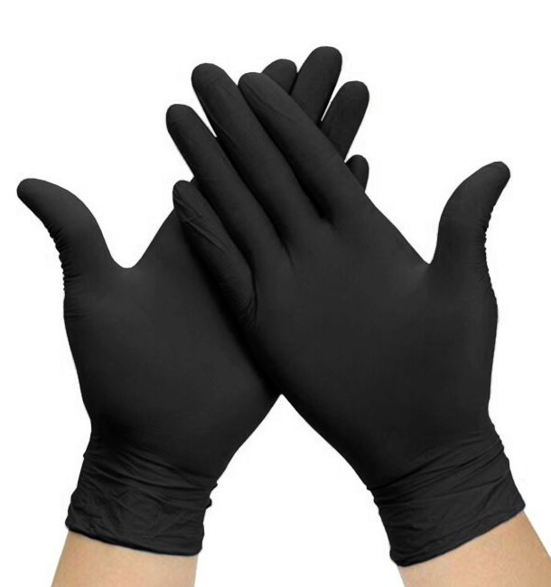 Sysco Guantes de nitrilo de alto rendimiento, sin polvo, de grado  alimenticio, desechables (paquete de 100 guantes) (talla L, negro)